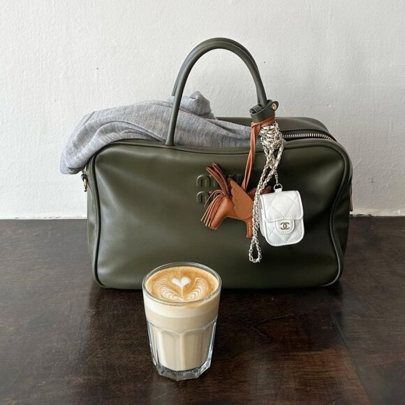Miu Miu Beau Top Handle Leather Bag w/ strap in Military Green - Picture 12 of 13